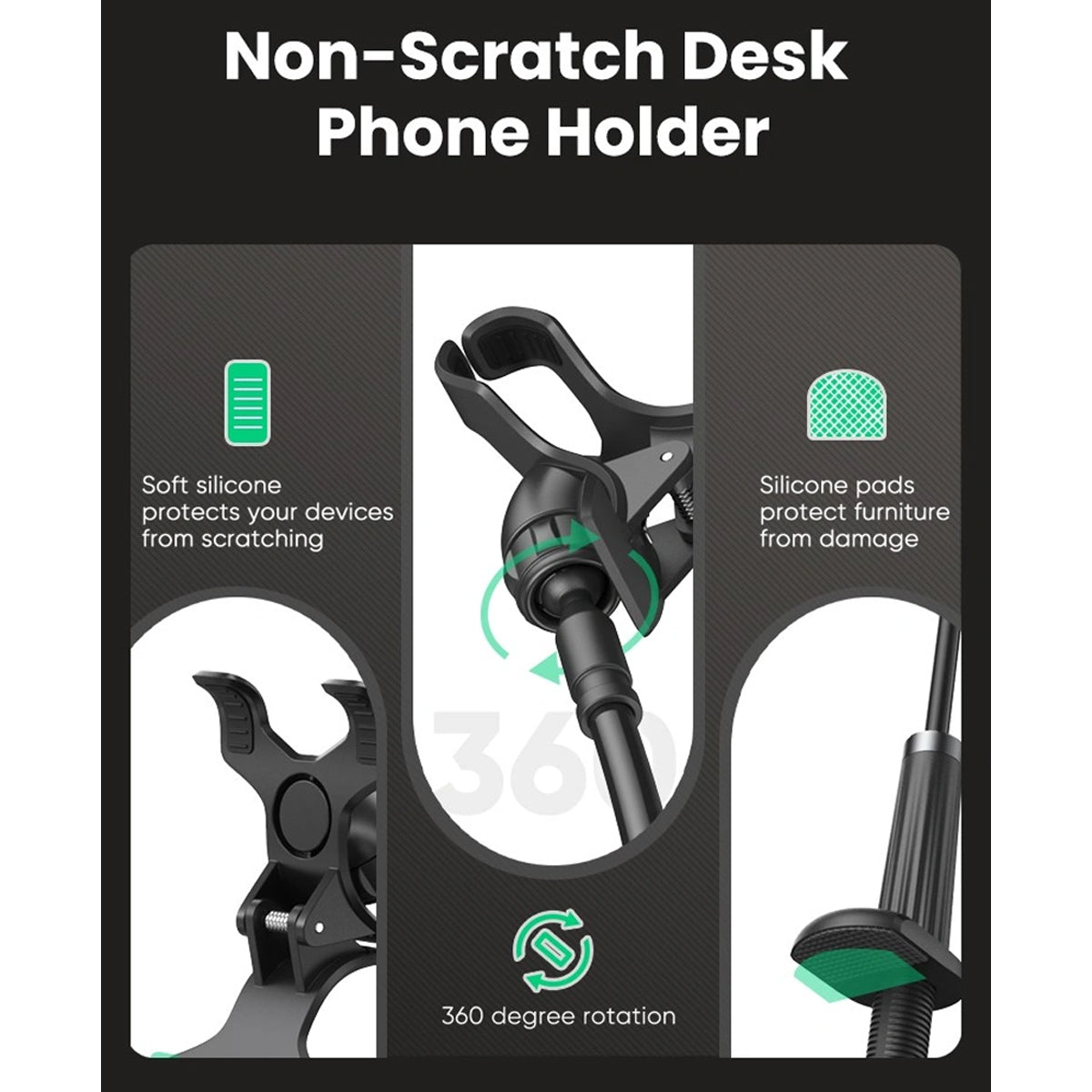 Ugreen Phone Holder with Flexible Long Arm - 90cm (Black) (LP113/80906)