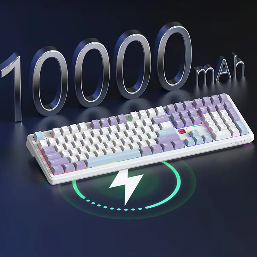 Ajazz AK108 RGB Tri-Mode 108 Keys Dot Matrix Display Mechanical Keyboard (Purple-White-Blue)