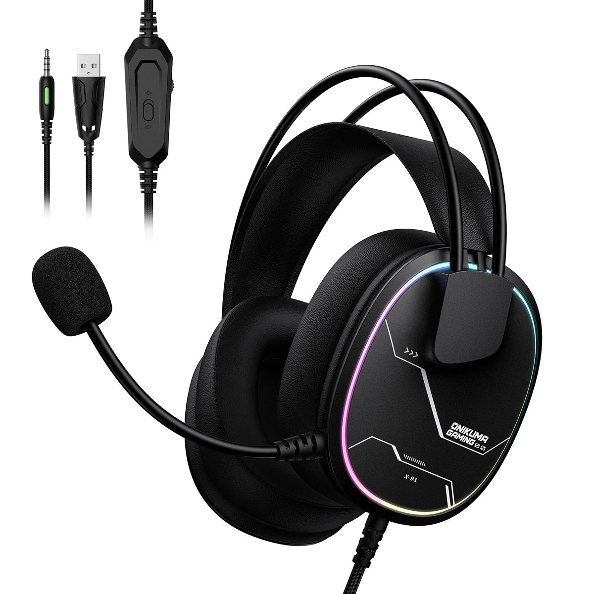 Onikuma X91 RGB Lightweight Gaming Headphone with Microphone