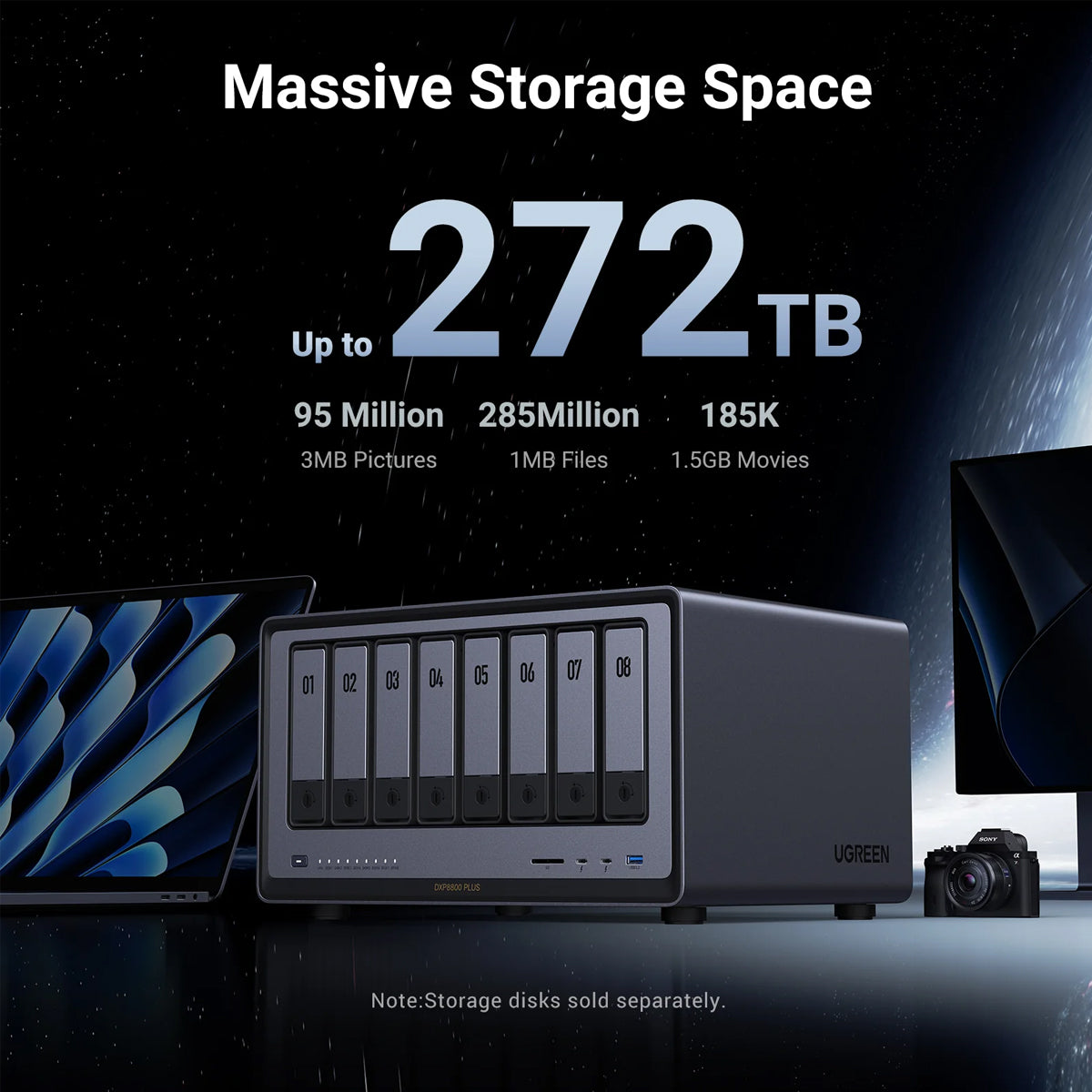 Ugreen NASync DXP8800 Plus 8-Bay NAS Diskless Personal Cloud Storage (DXP8800Plus/35126B)
