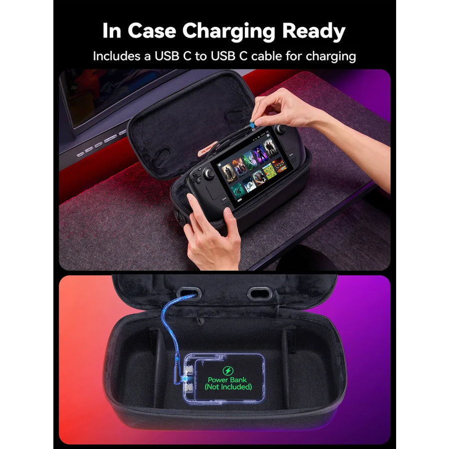 JSAUX Double-Decker Travel Supply Case for Steam Deck (Black) (BG0140)