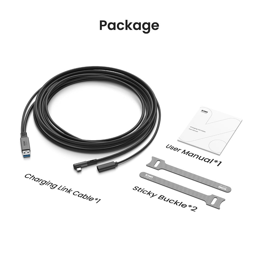 Kiwi Design Link Cable 13.12Ft (4M) for Meta Quest 2/3/Pro/3S/Pico 4/4U/4UE (Black) (QC-8)