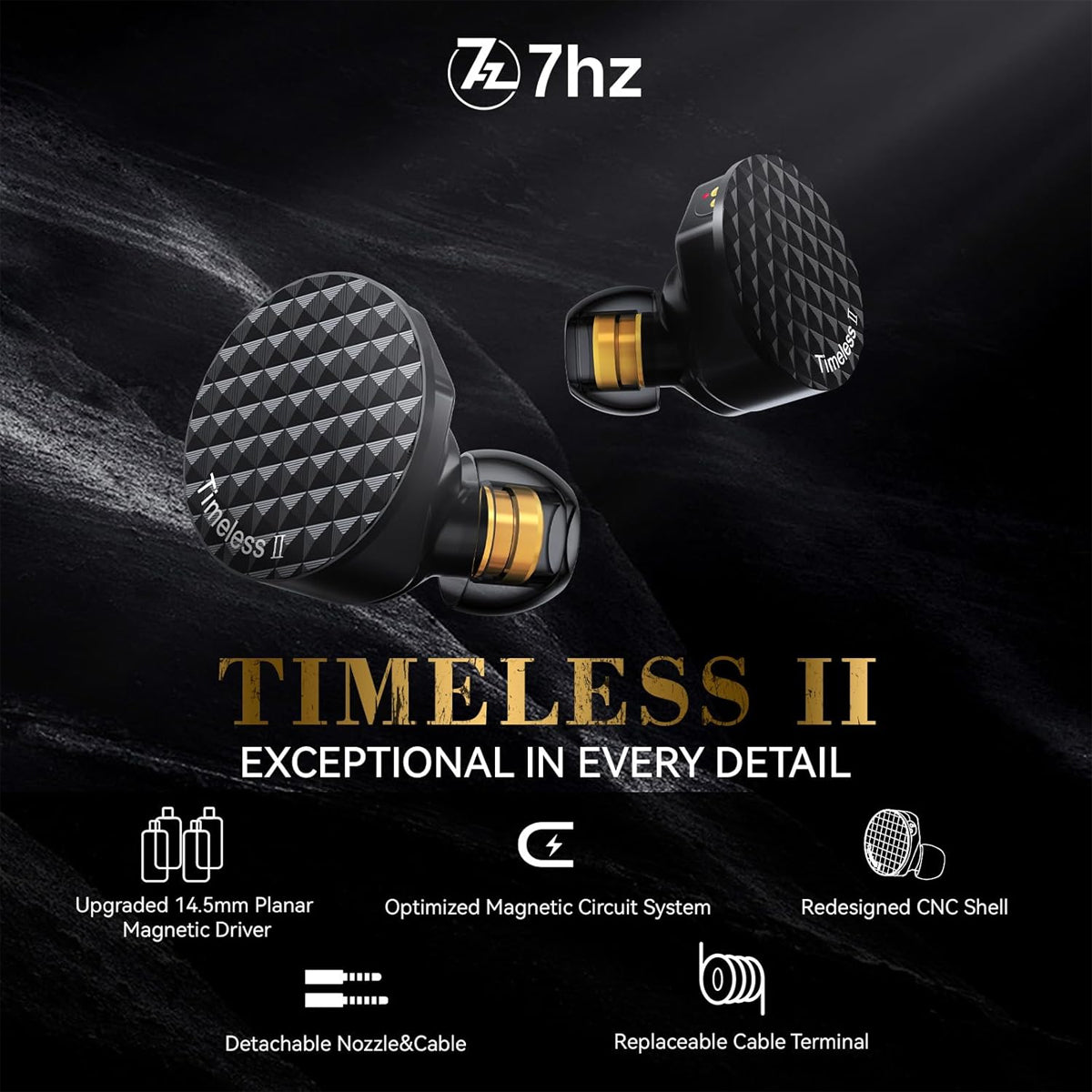 7Hz Timeless II Upgraded 14.5mm Planar Magnetic Driver with Tunable Nozzle and 7N Ohno Continuous