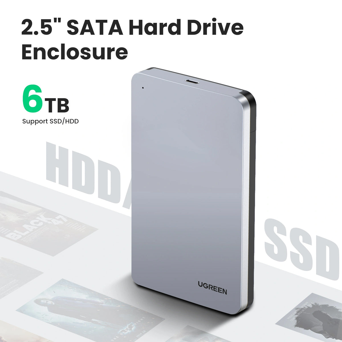 Ugreen 2.5" SATA External Hard Drive Enclosure - 6Gbps (Grey) (CM300/70499)