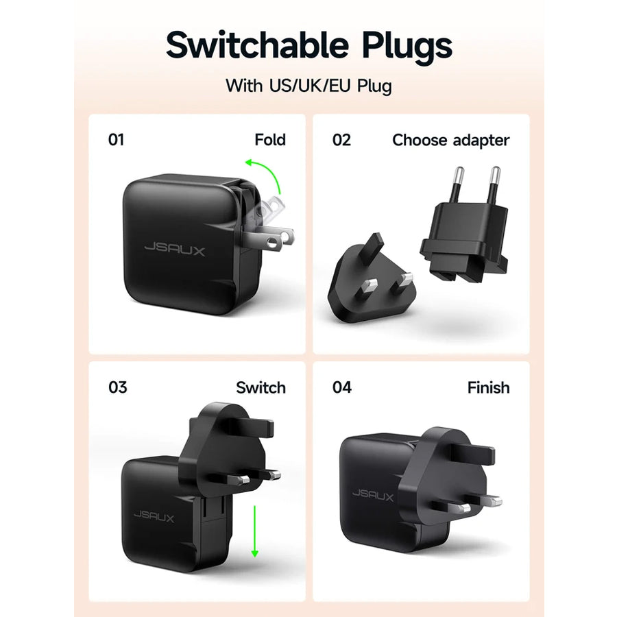 JSAUX PD 65W Foldable Smart Charger (CH6505)