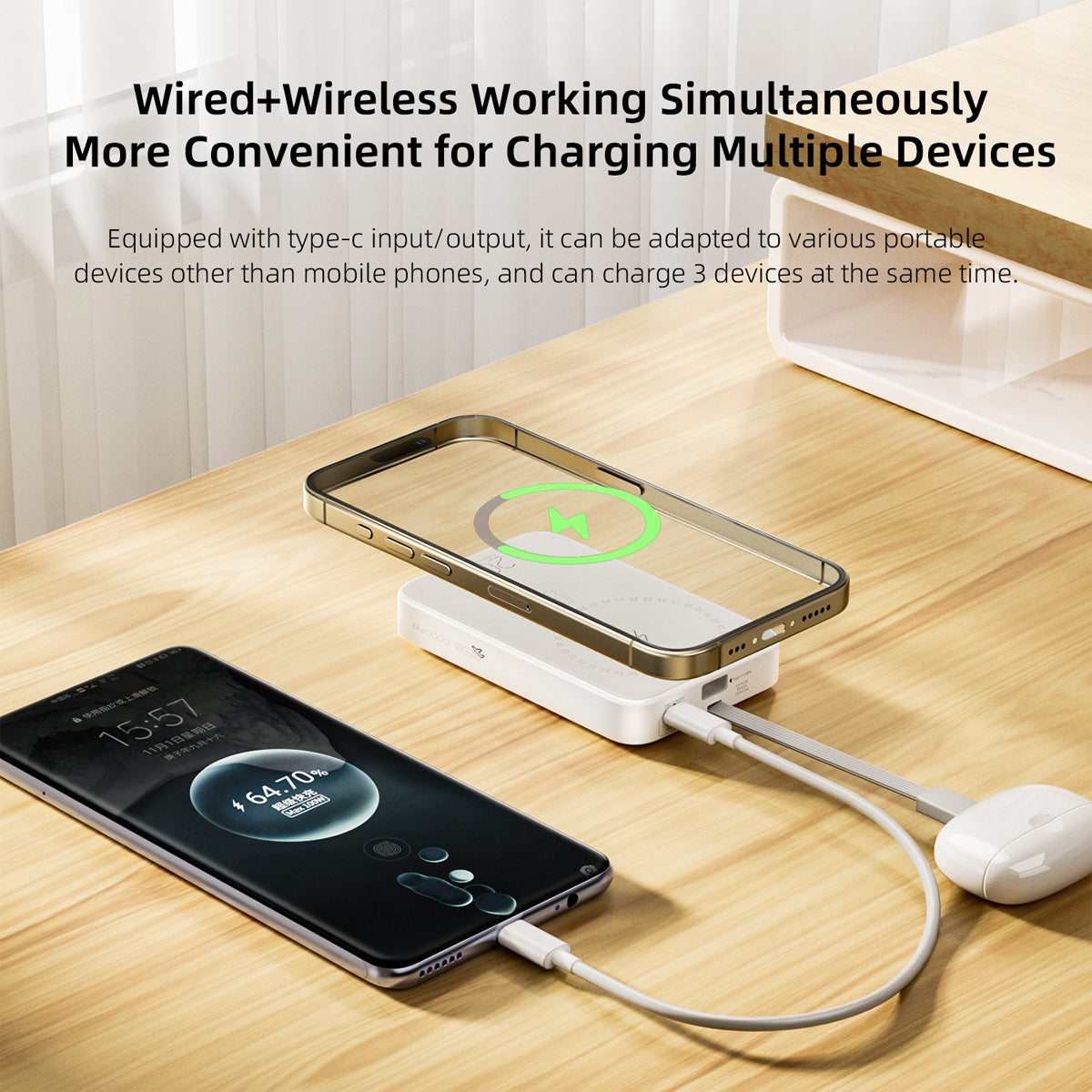 Vyvylabs Iridescence Wireless Fast Charge Power Bank Type-C Edition 10000mAh 20W with Stand