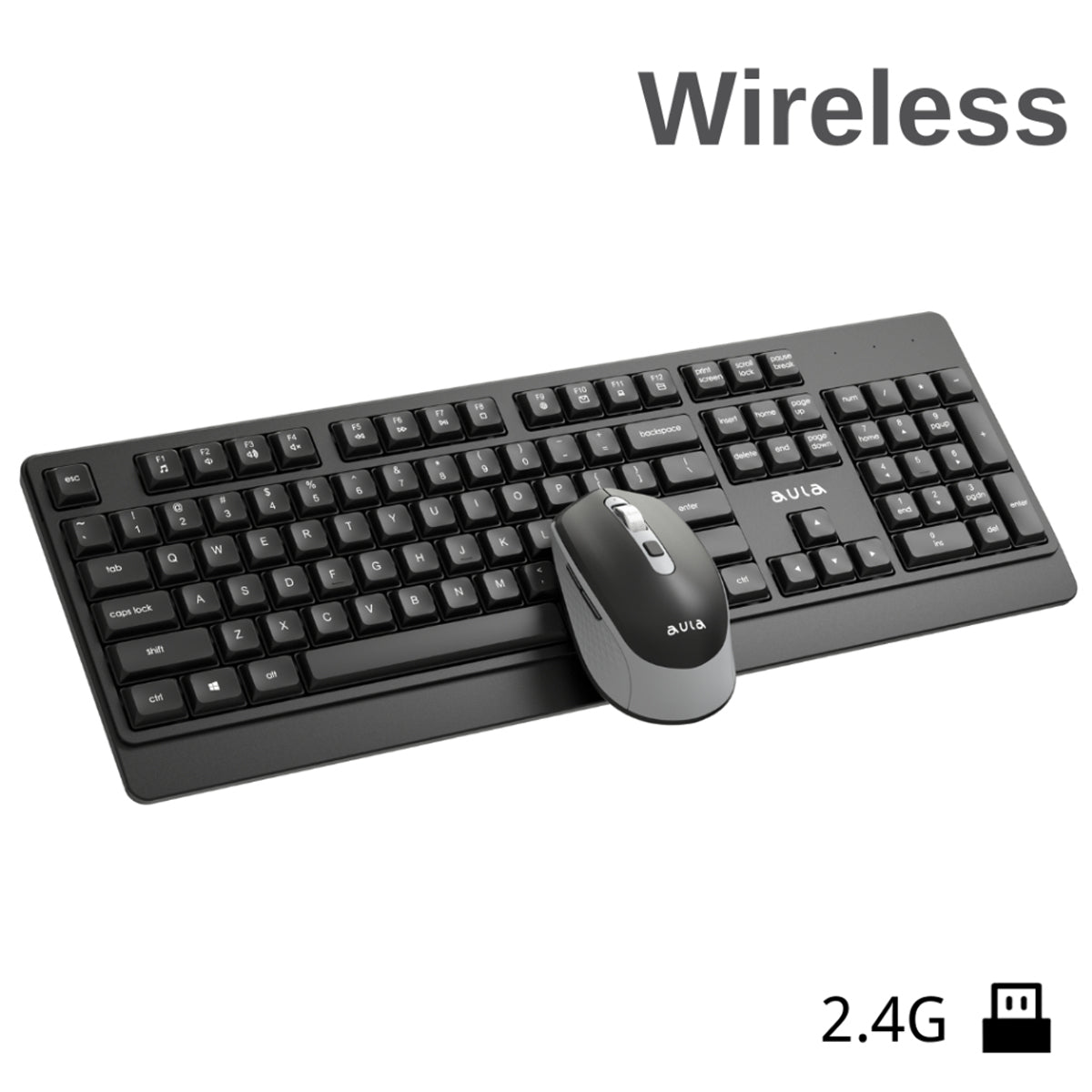 Aula AC203 2.4GHz Wireless Keyboard & Mouse Combo (Black)