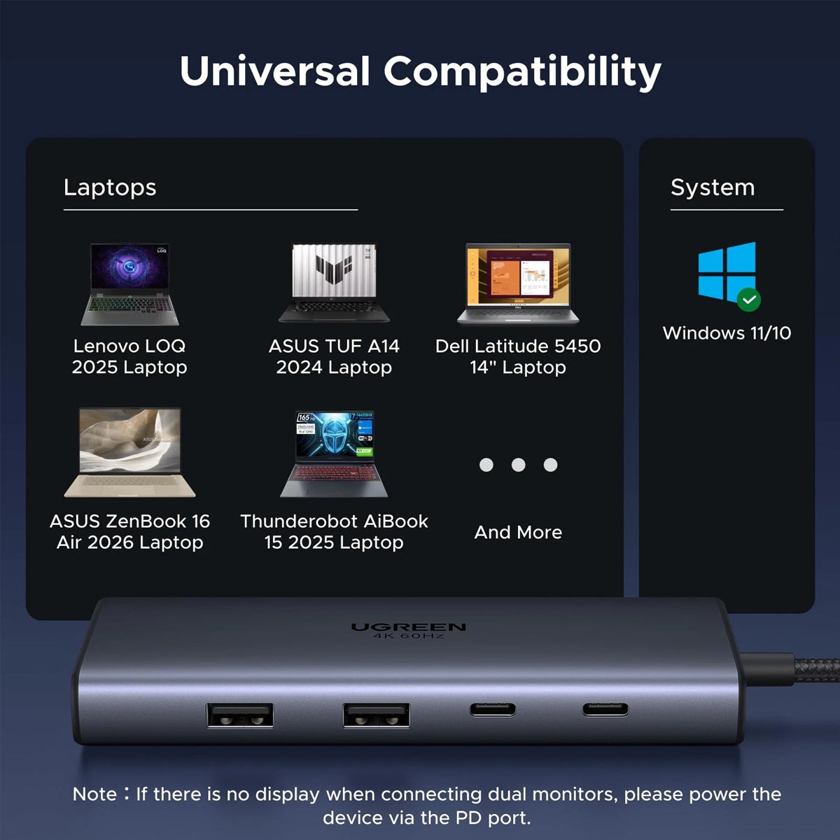 Ugreen 9-in-1 USB-C Hub - USB-C to + 2xHDMI + USB3.0 + USB-A 2.0 + SD + TF + PD - 38cm