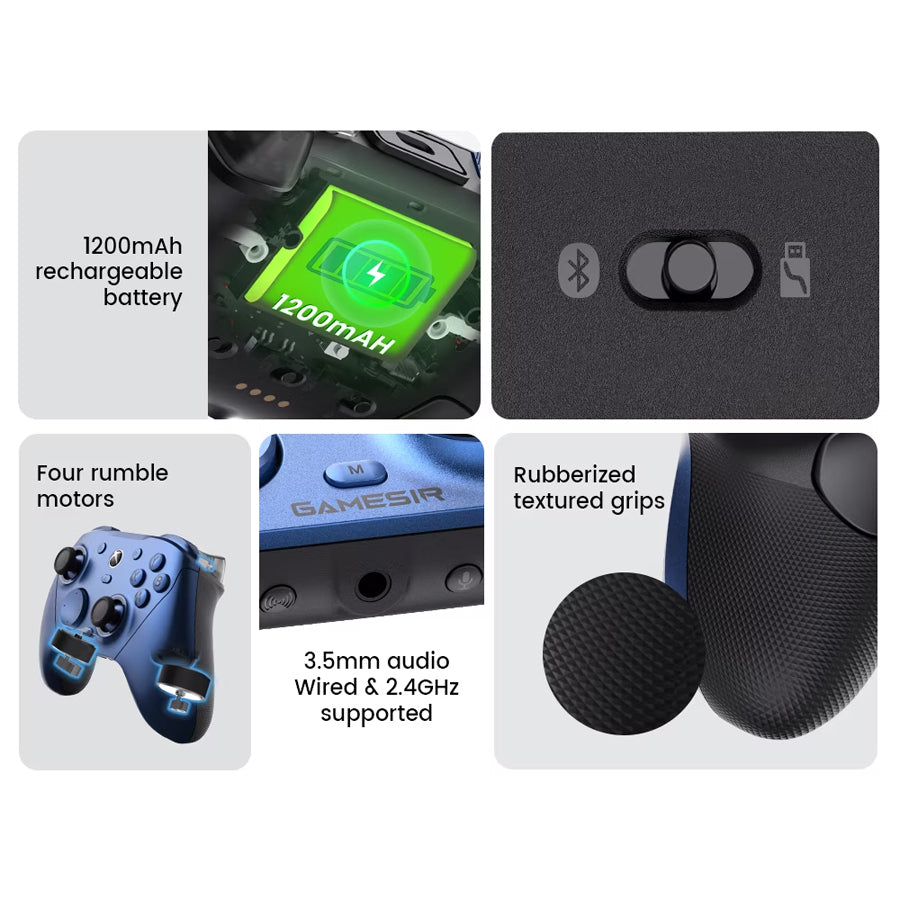 GameSir G7 Pro Tri-Mode Wired/ Wireless Gaming Controller for Xbox / Mobile / PC (Metallic Blue)