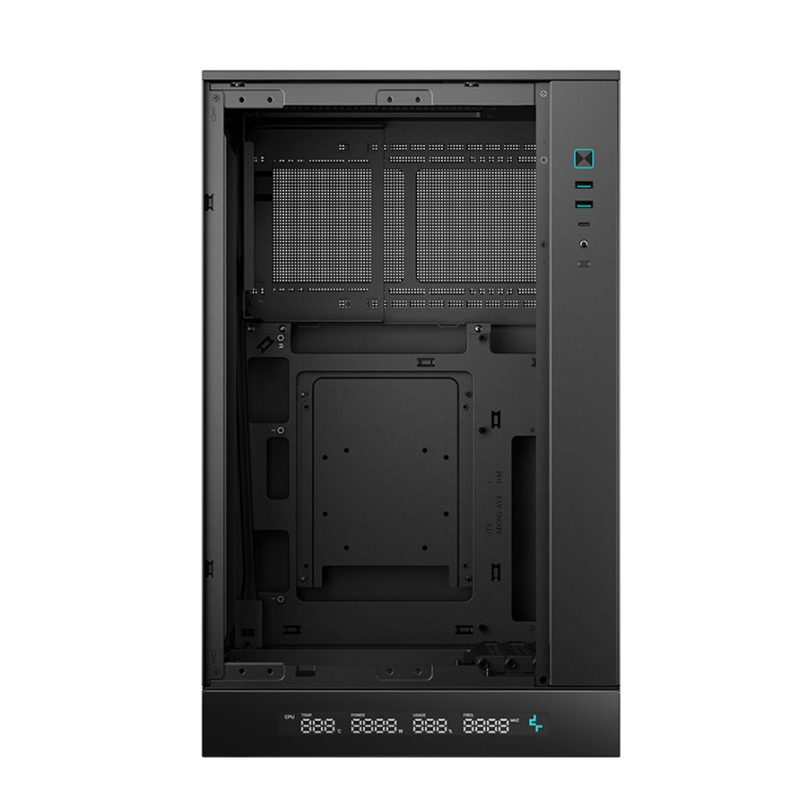 Deepcool CH270 Digital High Airflow Vertical M-ATX Compact Case with Data Screen (Black, White)