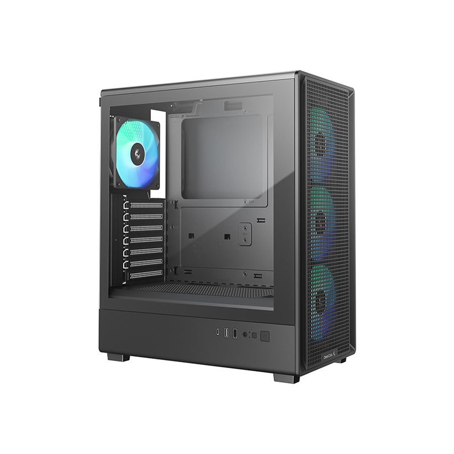 DeepCool CC550 4F Tempered Glass High-Airflow Mid-Tower ATX PC Case (Black) (R-CC550BKANA4-G)