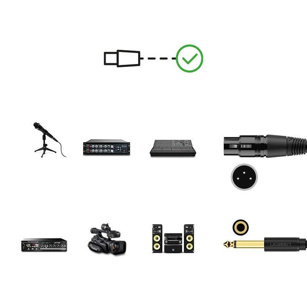 Ugreen 6.5mm Male to XLR Female Cable - 5m (Black) (AV131/20719)