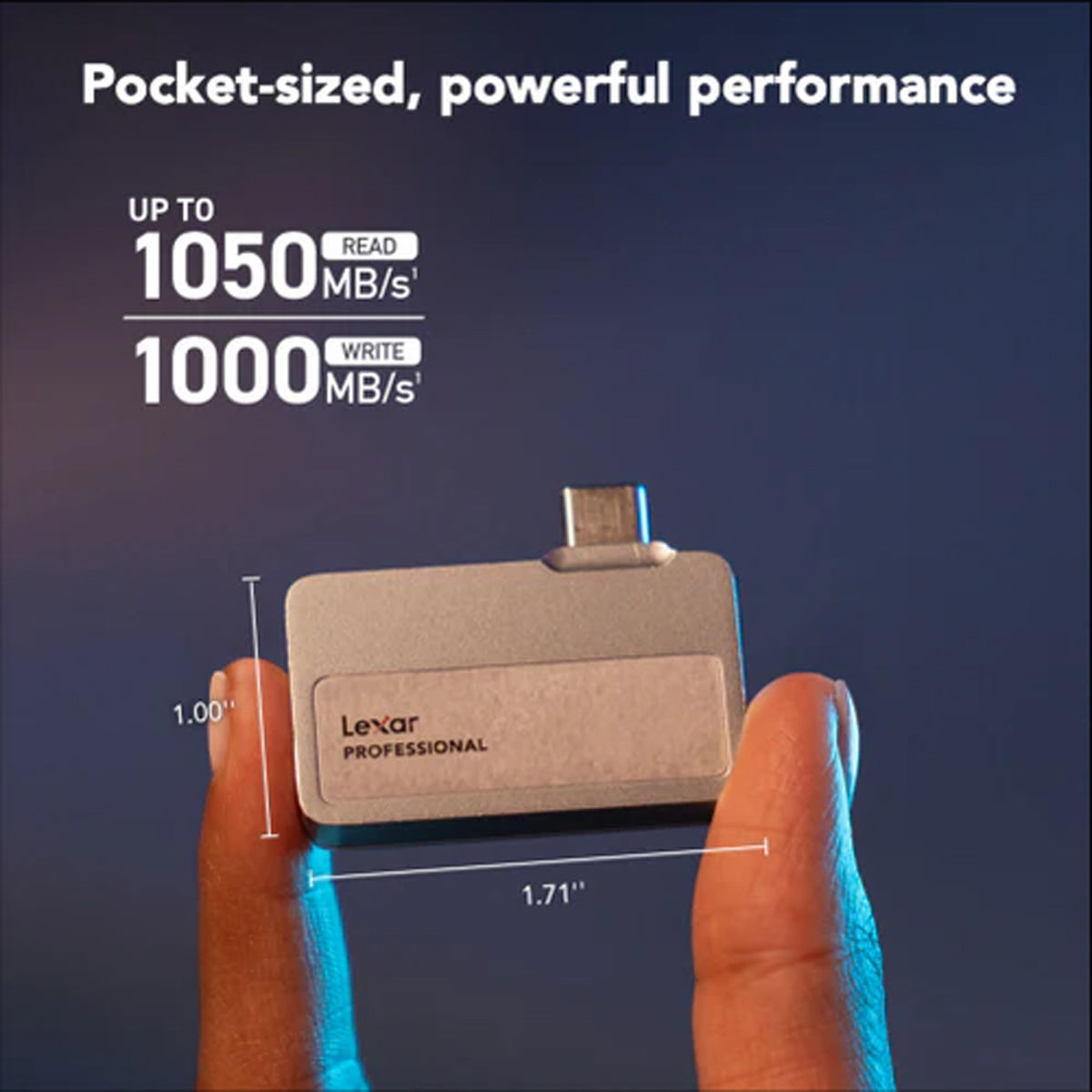 Lexar SL400 Professional Go USB 3.2 Gen 2 1050MB/s Read Type-C Portable SSD (Silver) (1TB, 2TB)