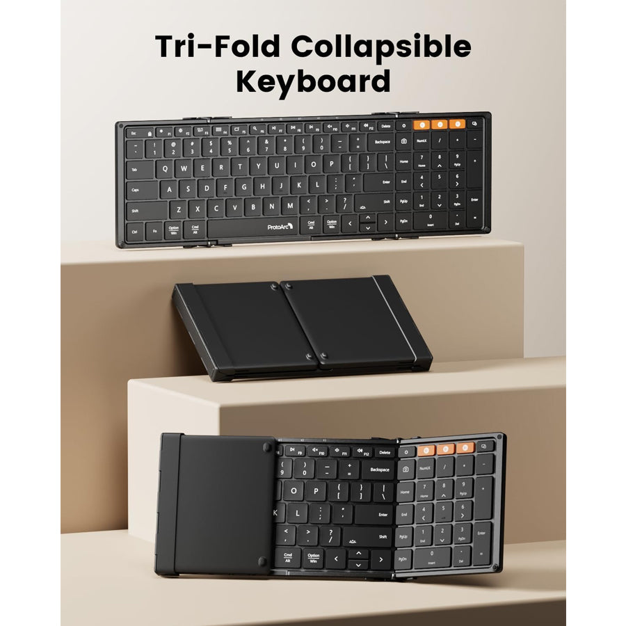 ProtoArc XK01 Plus Foldable Full-Size Bluetooth Keyboard