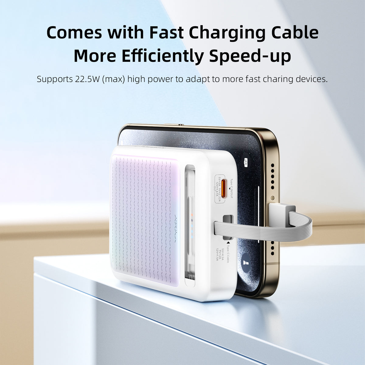 Vyvylabs Iridescence Wireless Fast Charge Power Bank Type-C Edition 10000mAh 20W with Stand