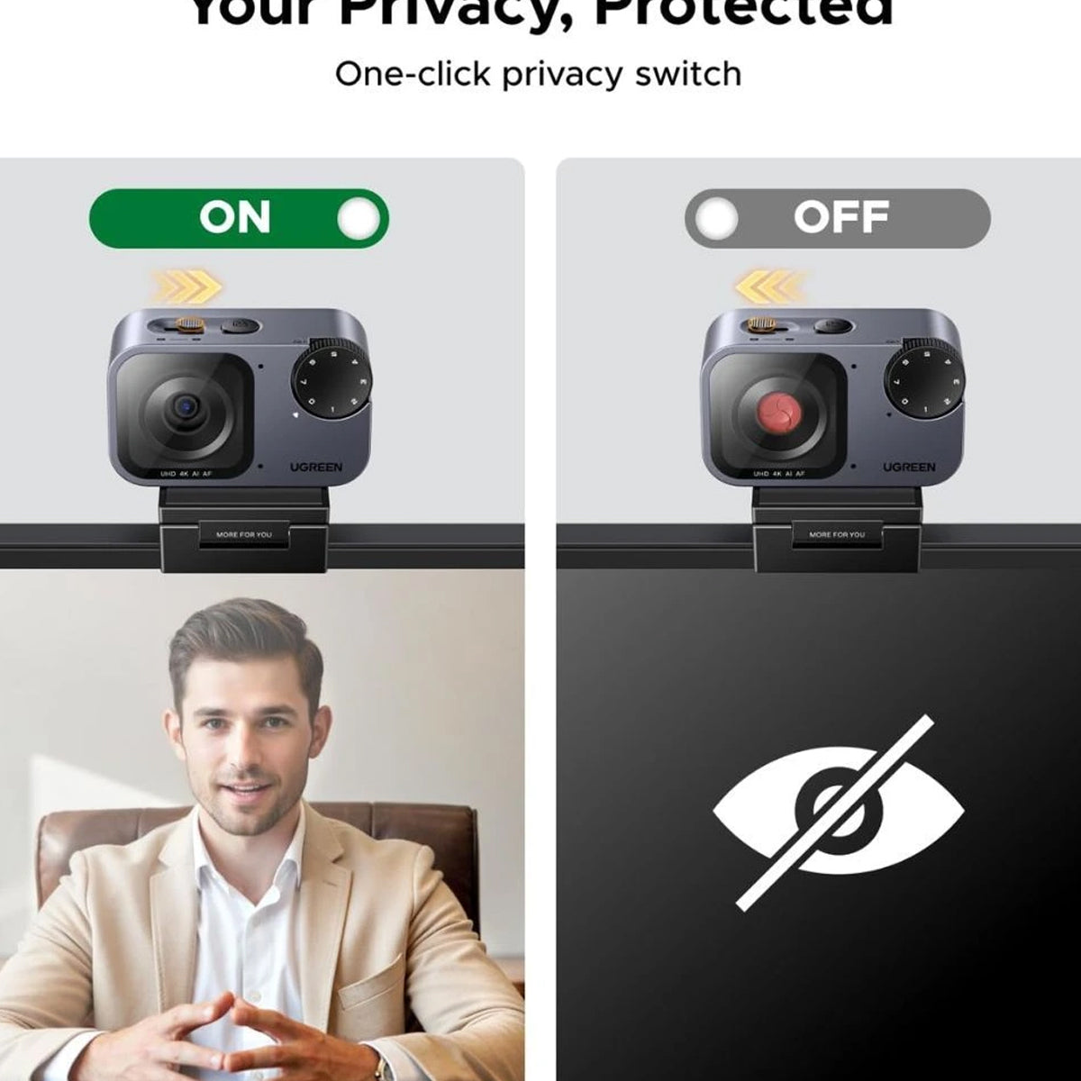 Ugreen AI-Powered 2K Webcam (Grey) (CM929/75725A)