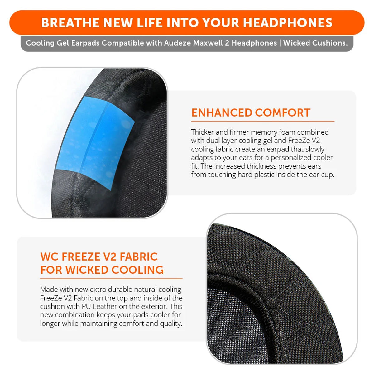 Wicked Cushions Audeze Maxwell 2 Earpads - WC FreeZe Cooling Gel