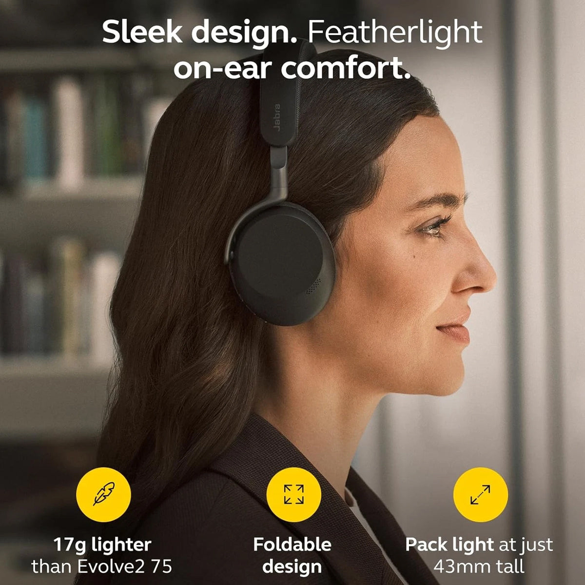 Jabra Evolve3 75 MS Link390c USB-C Wireless Headset With Dongle (Black)