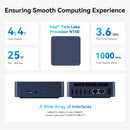 Beelink EQ14-D4 Intel Twin Lake N150 16GB RAM 500GB SSD Windows 11 Home Mini PC (Navy Blue)