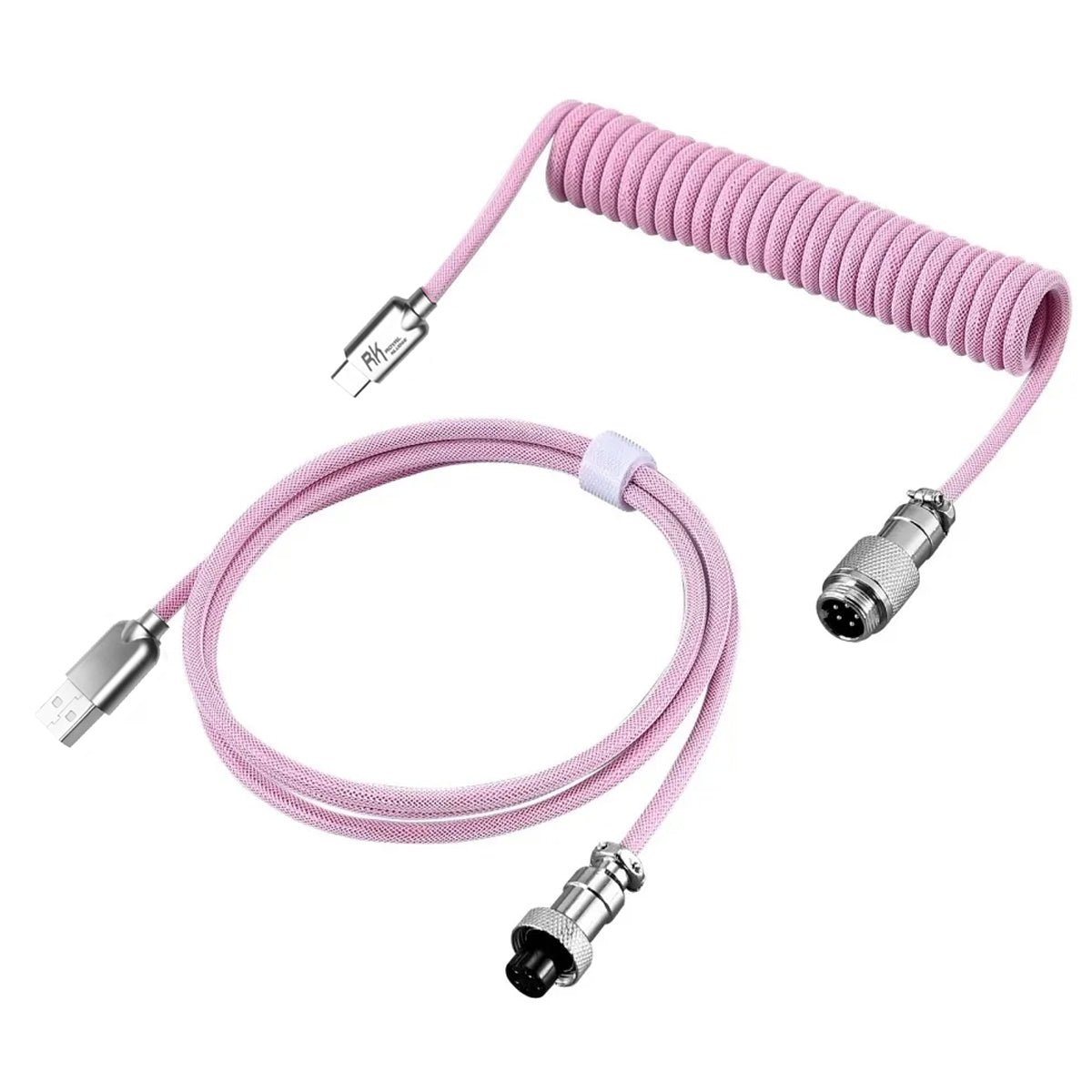 Royal Kludge M12 Coiled Aviator Keyboard Cable (Pink)