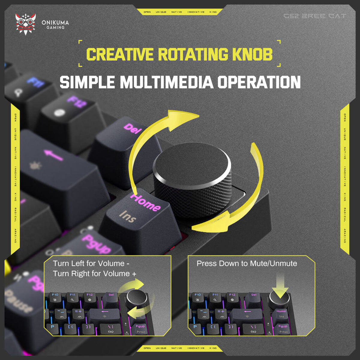 Onikuma G52 RGB 82 Keys Mechanical Keyboard (Black)
