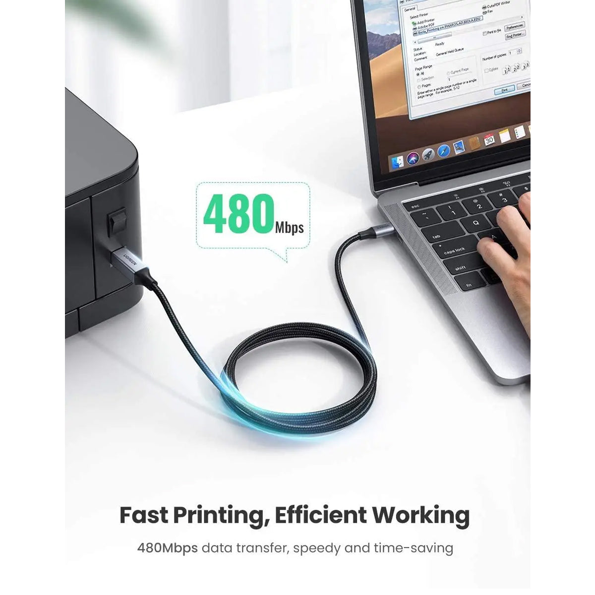 Ugreen USB-C to USB-B 2.0 Printer Cable