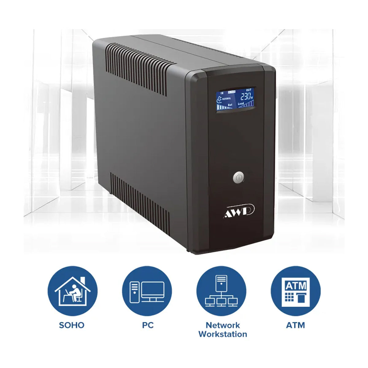 AWP Aide Pro LCD 1000VA 600W Line-Interactive UPS with Stabilizer