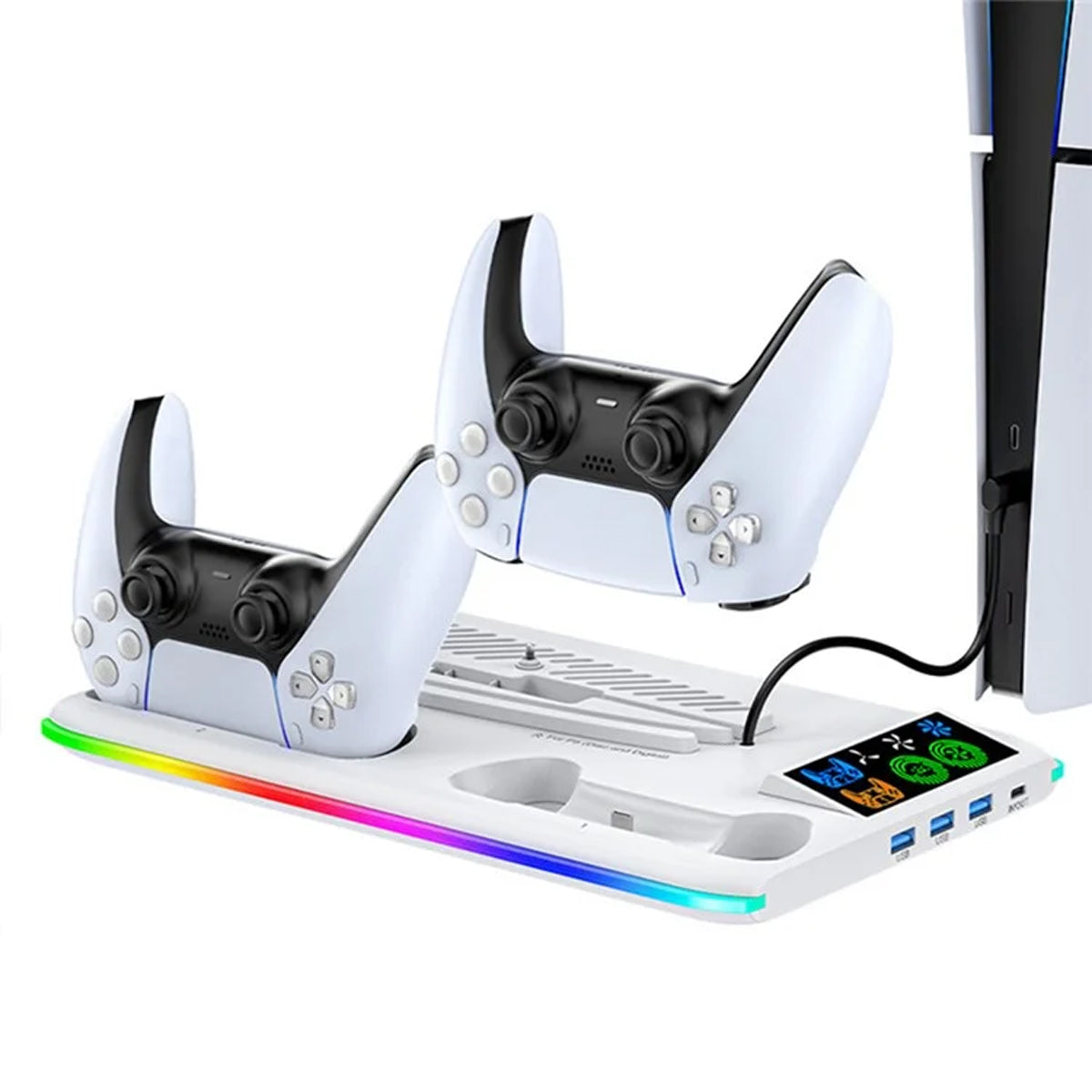 OIVO Cooling Stand with Controller Charger for PS5 / PS5 Slim (White) (IV-P5364X)
