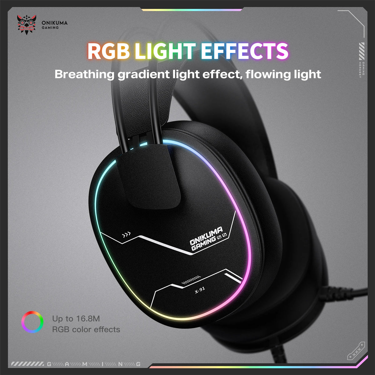 Onikuma X91 RGB Lightweight Gaming Headphone with Microphone