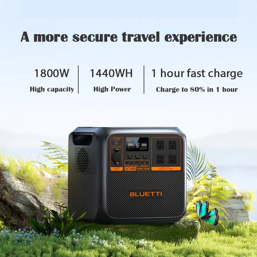 BLUETTI AC180P Portable Power Station | 1440Wh LiFePO4 Battery | 1800W AC Output & 1440W
