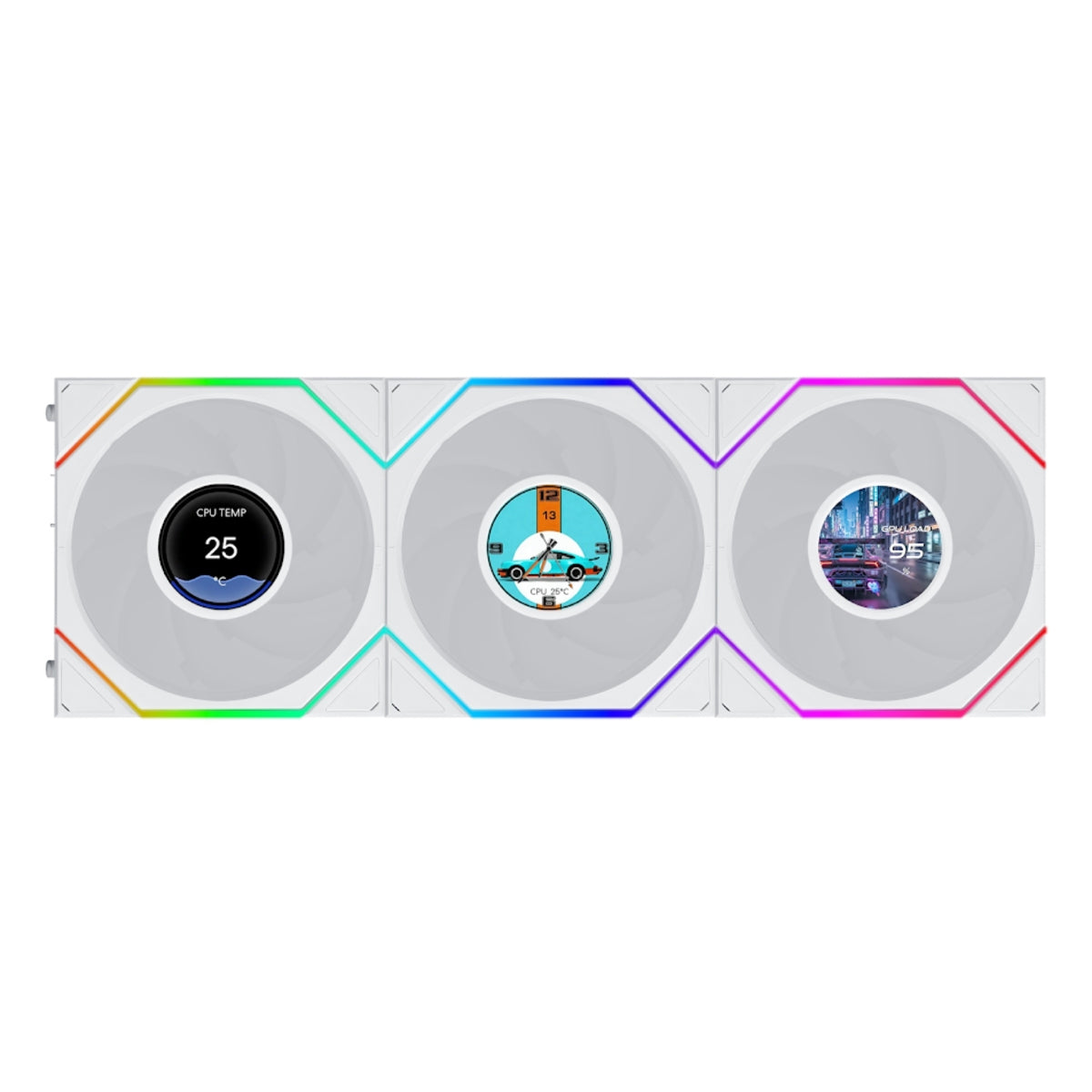Lian Li Uni Fan TL LCD Flex Reverse 120mm 3-in-1 Pack Cooling Fan (Black, White) (12RTLLCD1F3B, 12RTLLCD1F3W)