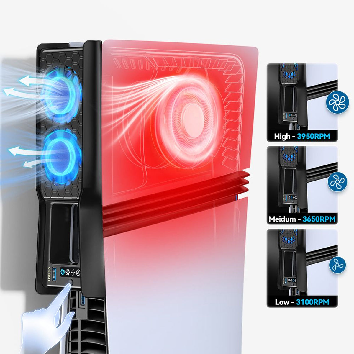 PS5 Auto Mode Cooling Fan with 3 Speed Levels for PS5 Slim / PS5 Pro