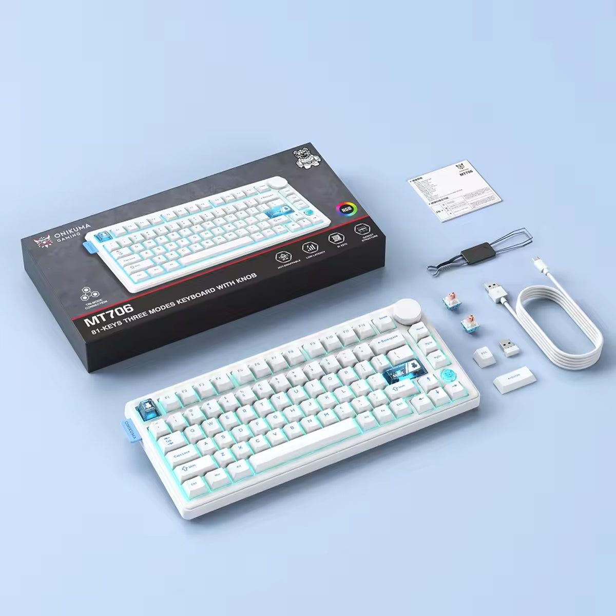 Onikuma MT706 Tri-Mode RGB 81 Keys Mechanical Keyboard