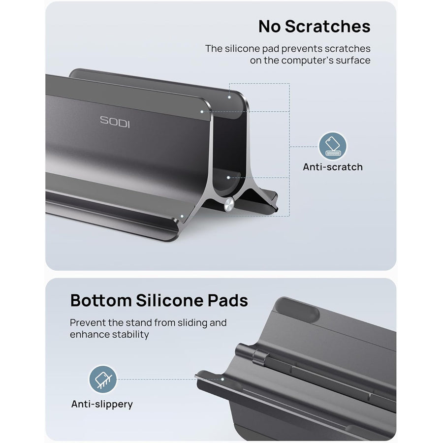 SODI ST02 Aluminum Gravity Holder for MacBook (Grey, Black)