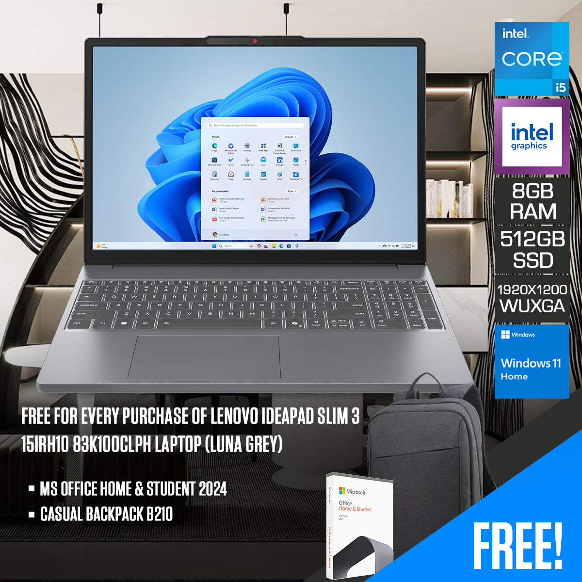 Lenovo Ideapad Slim 3 15IRH10 83K100CLPH