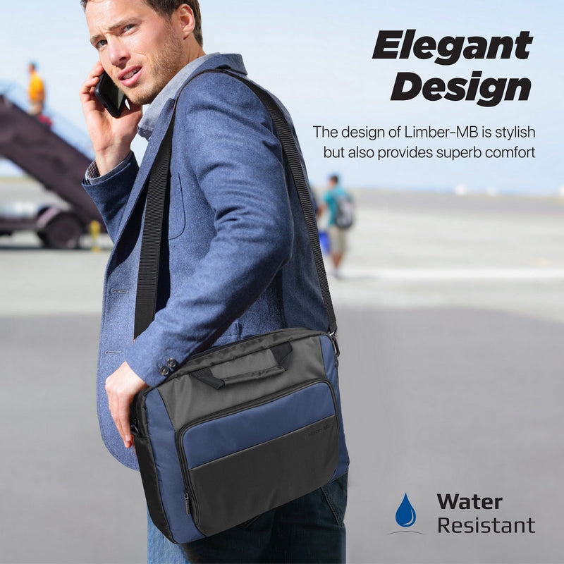 Promate Limber-MB 15.6" Large Capacity Messenger Bag Water Resistant With Multiple Compartments (Black)