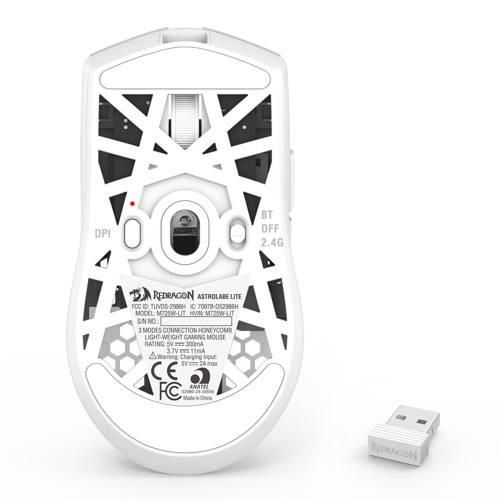 Redragon M725W-LIT Astrolabe Lite 1000DPI 3-Modes Honeycomb Lightweight Gaming Mouse