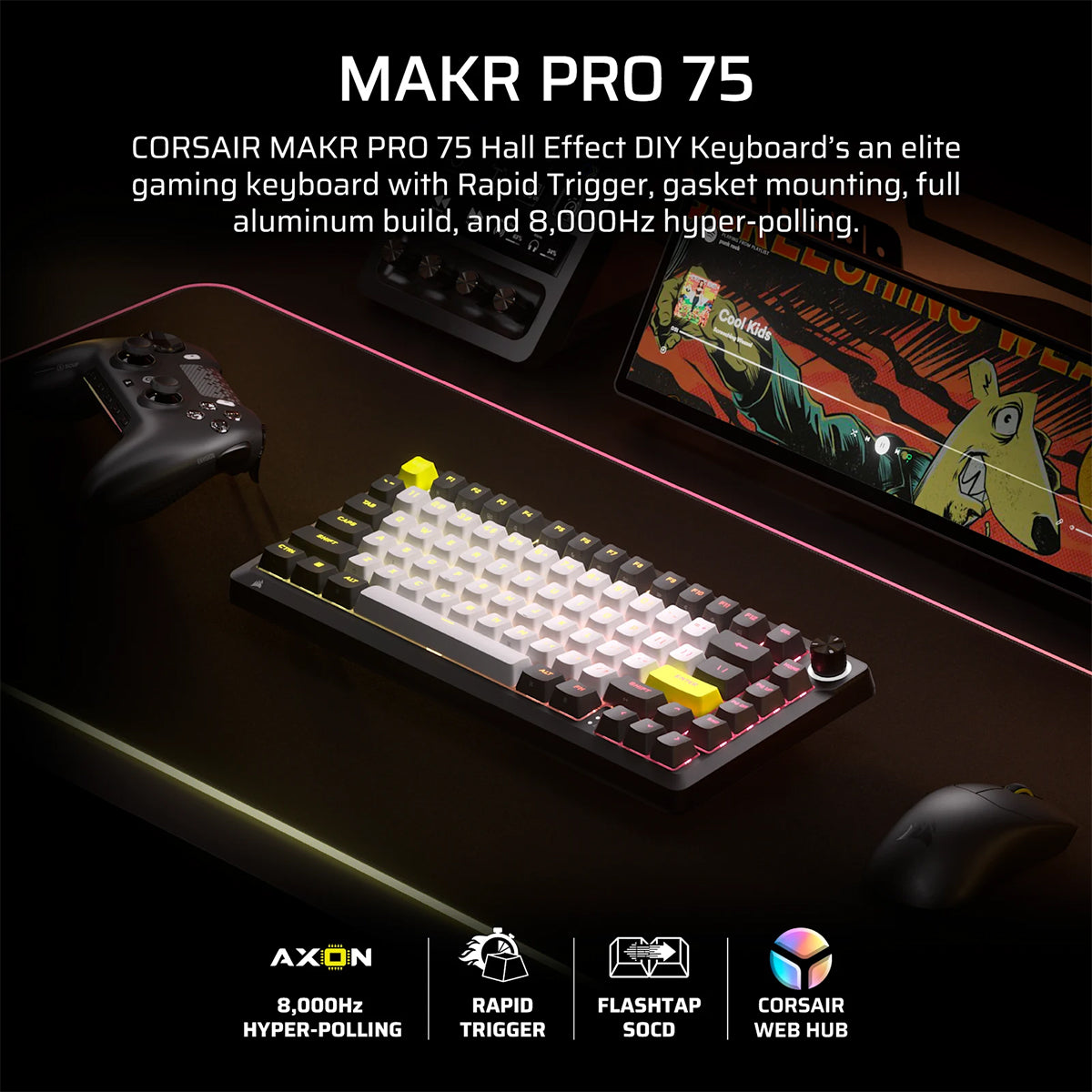 Corsair MAKR Pro 75 Hall Effect DIY Keyboard (Black) (MGX V2 Switch) (CH-91CE21G-NA2)
