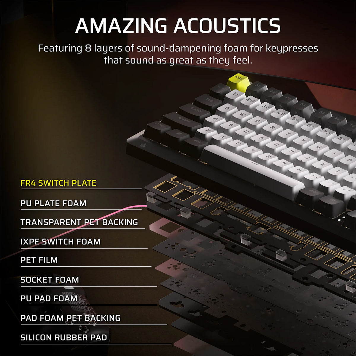 Corsair MAKR Pro 75 Hall Effect DIY Keyboard (Black) (MGX V2 Switch) (CH-91CE21G-NA2)