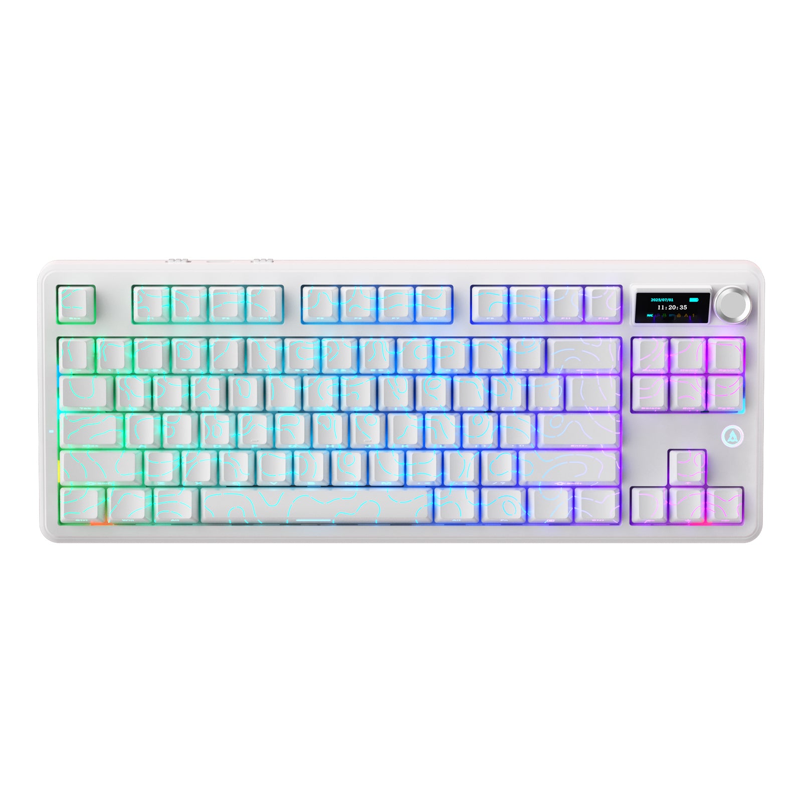 Ajazz MK87 Pro RGB Tri-Mode Mechanical Keyboard (Original Contour White) (White Peach Switch)