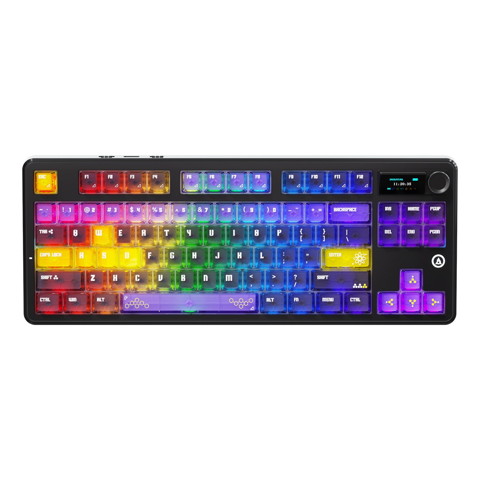 Ajazz MK87 Pro RGB Tri-Mode Mechanical Keyboard (Transparent Yellow-Purple Deep-Purple) (Lichee Switch)