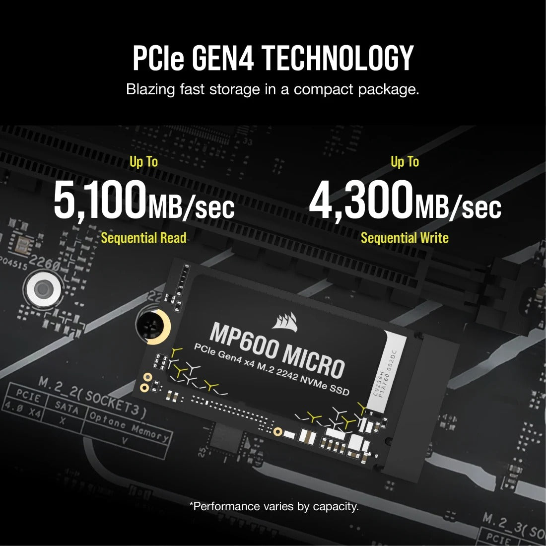 Corsair MP600 Micro 1TB PCIe Gen4 x4 NVMe M.2 2242 SSD (CSSD-F1000GBMP600MCR2)