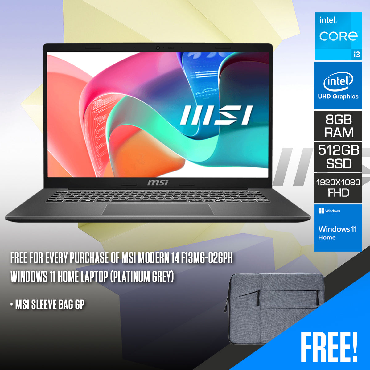 MSI Modern 14 F13MG-026PH Laptop (Platinum Grey)