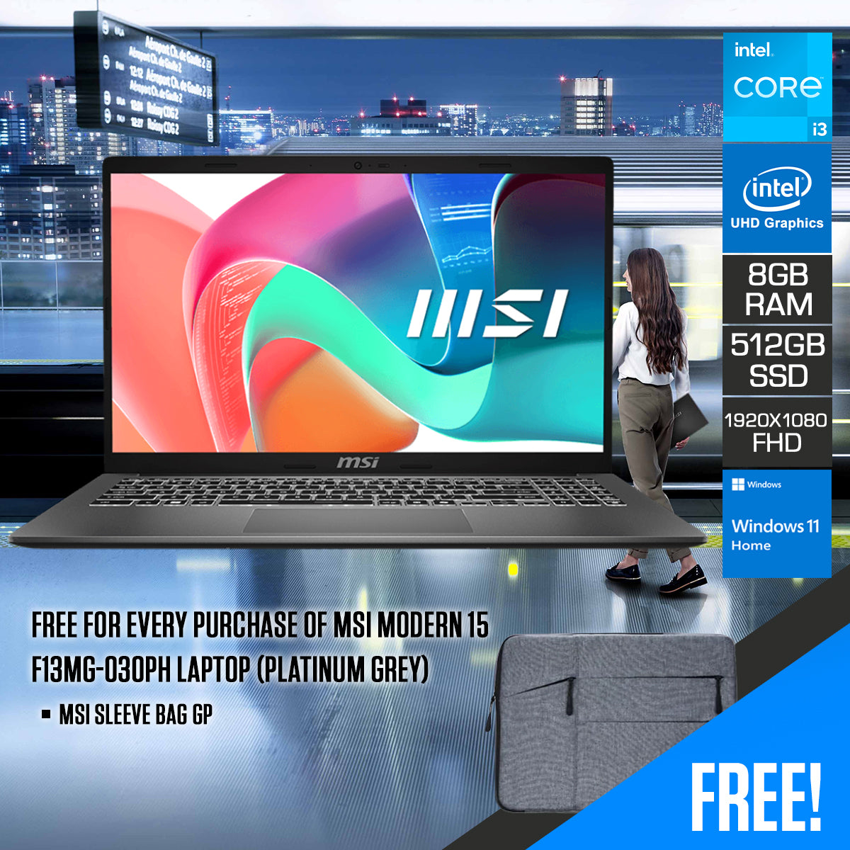 MSI Modern 15 F13MG-030PH Laptop (Platinum Grey)