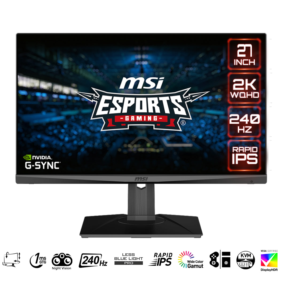 MSI Optix MAG274QRX 27" WQHD Rapid IPS 1ms GTG 240Hz G-Sync Compatible eSports Gaming Monitor