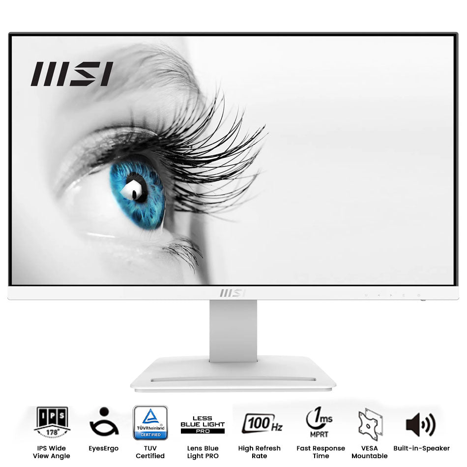 MSI Pro MP243XW 23.8" FHD 100Hz 1ms MPRT IPS Business & Productivity Monitor (White)
