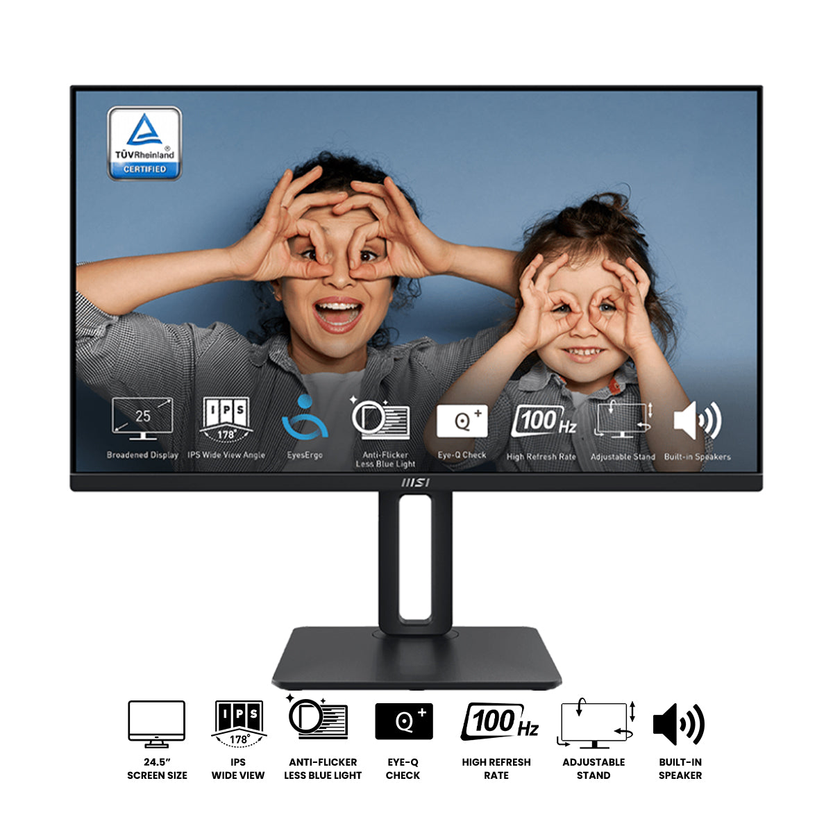 MSI Pro MP251P 24.5" FHD (1920x1080) 100Hz 1ms MPRT/ 4ms GTG IPS Business & Productivity Monitor with Height/ Tilt/ Swivel/ Pivot Adjustment