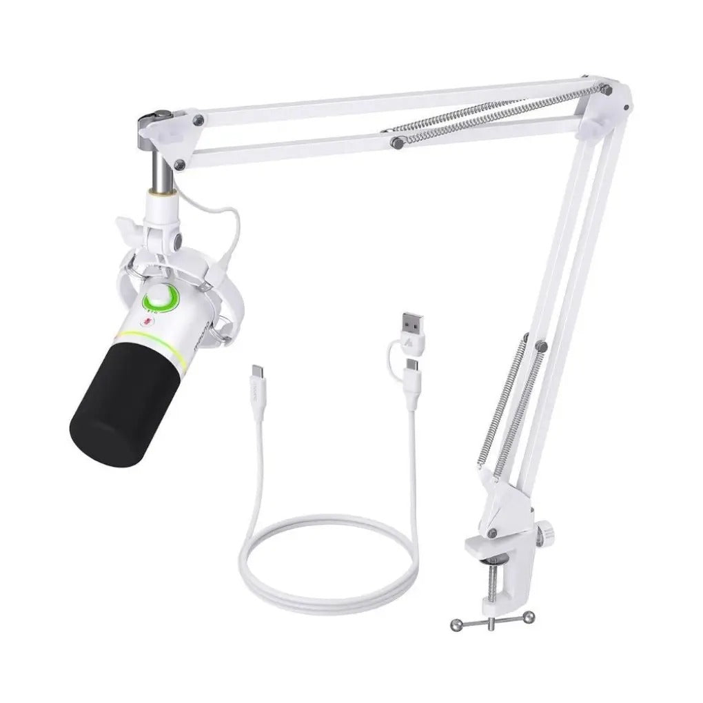 Maono PD200XS USB/XLR Podcast Dynamic Microphone Set with Boom Arm (Black, White, Pink)