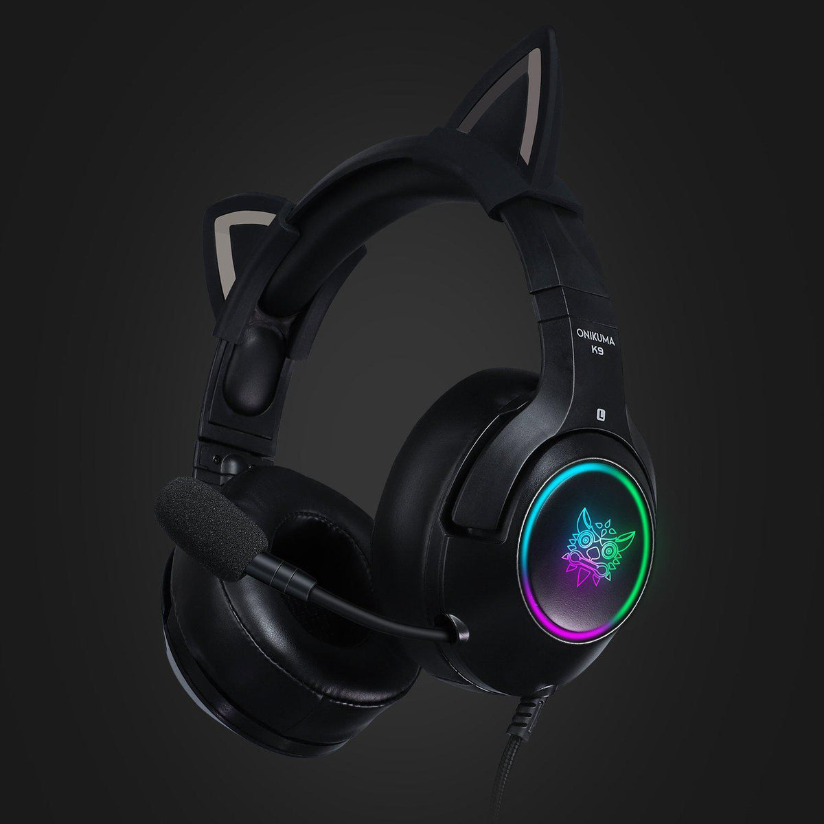 Onikuma K9 Cat Ears RGB Noise Cancelling Gaming Headset With Microphone (Black)