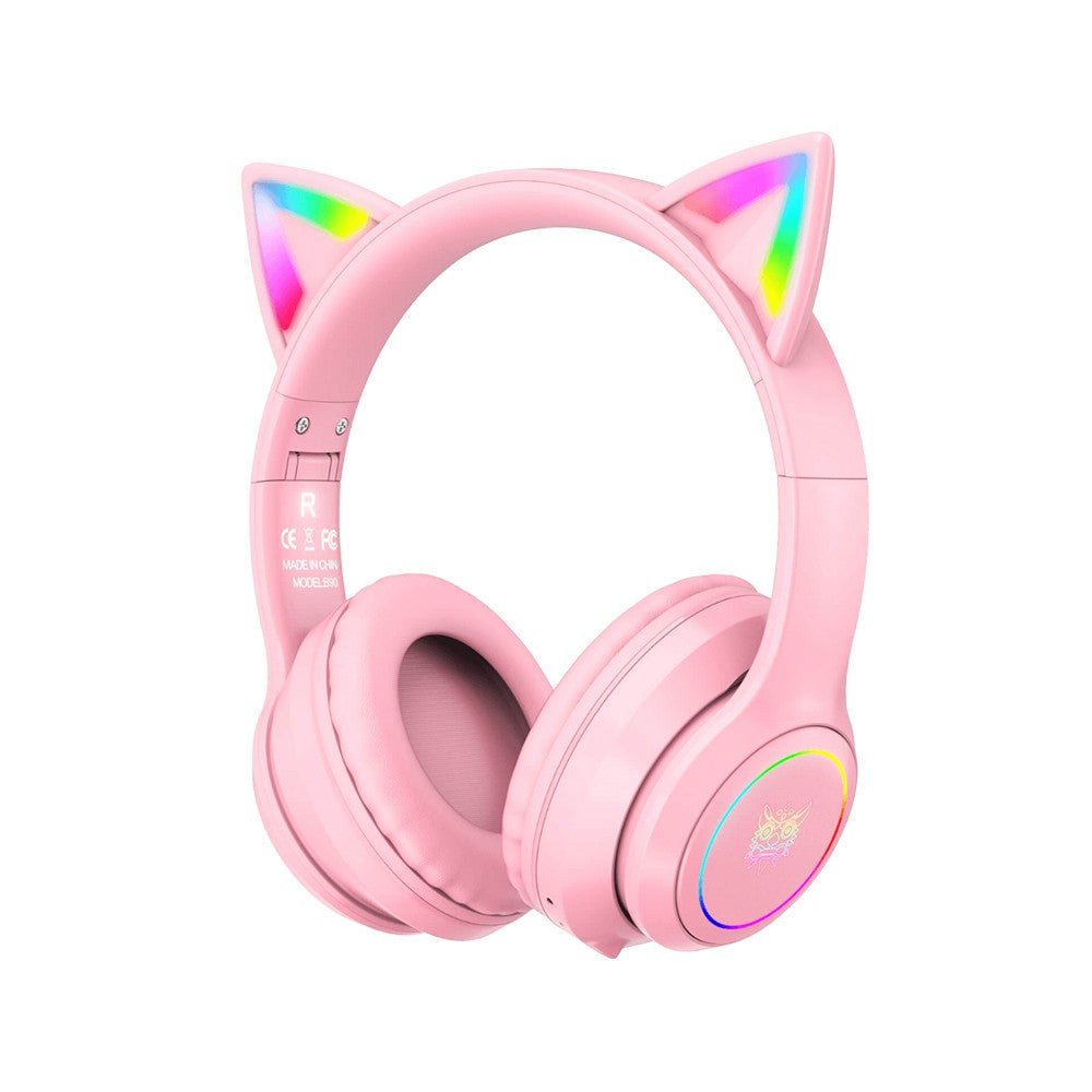 Onikuma B90 RGB Cat Ear Bluetooth 5.0 Wireless Gaming Headset (Pink) | DataBlitz